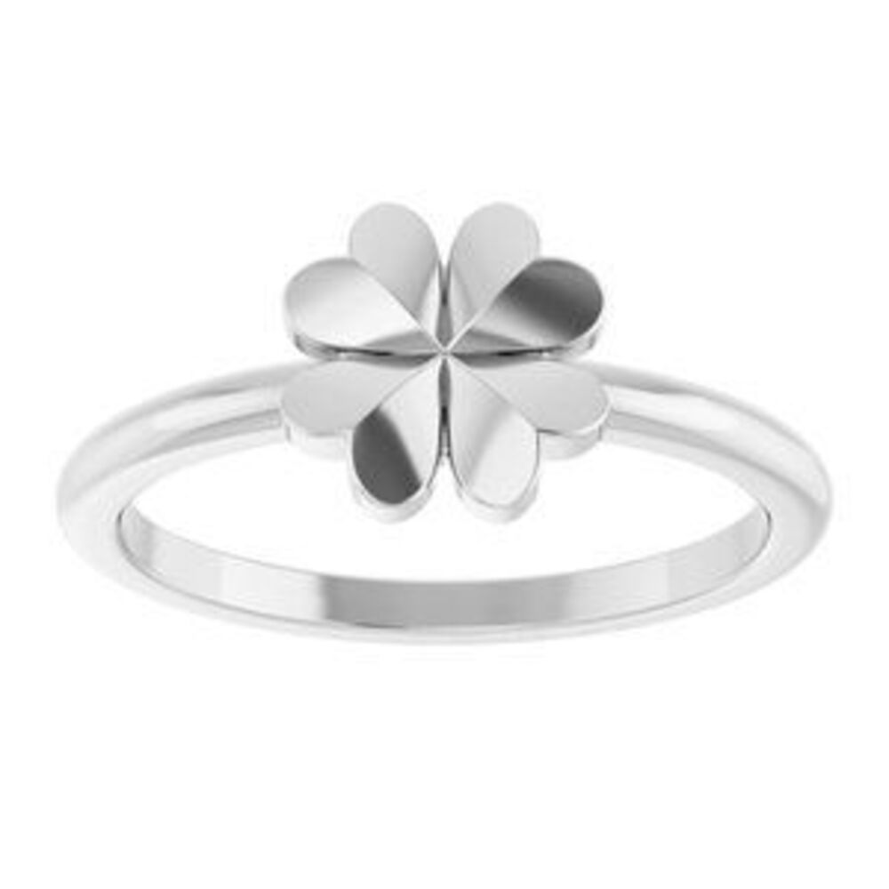 Sterling Silver Four-Leaf Clover Stackable Ring - image 3